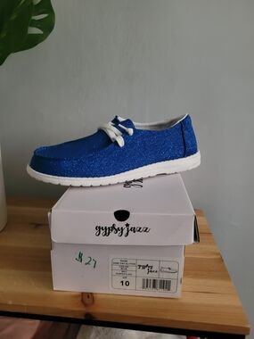 Gypsy Jazz Royal Blue Glitter Lace-Up Casual Shoe